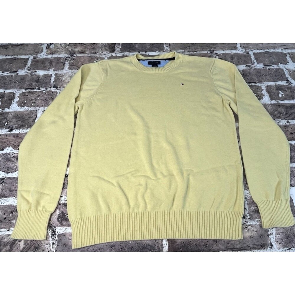Tommy Hilfiger Boys Sweater XL 16/18 Yellow Knit Pullover Crewneck School Preppy